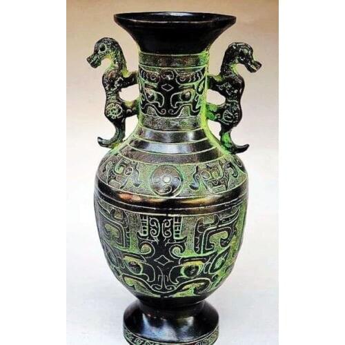 Decoration bronze factory Pure Brass Antique Elaborate Chinese Collectable Handmade Dragon Auspicious Bottle / Vase