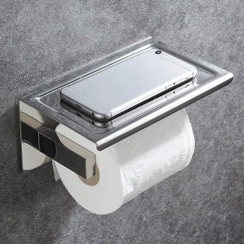 Bathroom Stainless Steel Toilet Roll Holder Wall Mount WC Paper Phone Holder Tissue Boxes Kitchen Paper Towel Holder