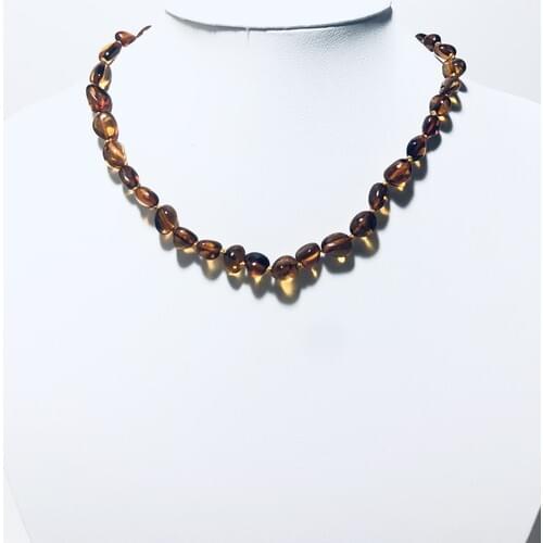 Vera Amber Caramel Color Habbe Model Knotted Drop Baltic Amber Baby-Child Necklace