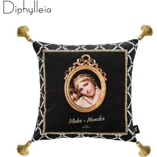 Diphylleia British Style Cushion Cover Vintage Salon Pillow Case Modern Living Room Sofa Luxury Pillow Case With Gold Tassels