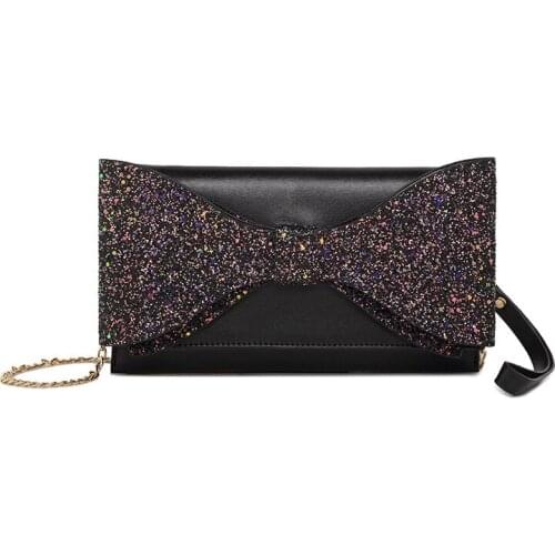 Bowknot Design Envelope clutch bag women Sequins Birthday party bags Ladies Wristband purse female Banquet bag