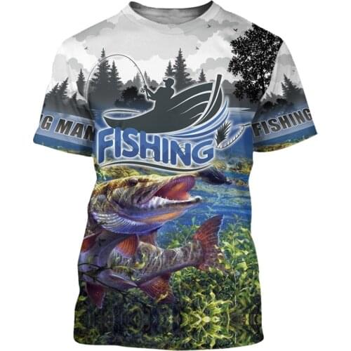 Fishing 3d T-shirt Men And Women Hip Hop Casual T-shirt 3d Print Fun Fish Harajuku Funny Fishing Rod O-neck Shirt T-shirt XXS-6X
