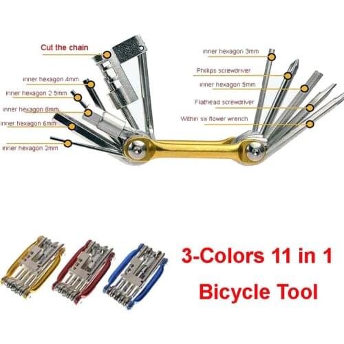 Bicycle Repair tools 11 in 1 MTB Mountain Road Bike Tool Cycling Multi Repair Tools Fix Kit Wrench Screwdriver Chain Cutter Tool
