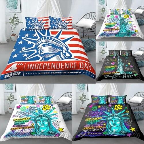 Statue of Liberty Bedding Set Free Independence Duvet Cover Sets Twin Queen King Size Quilt Cover Home Textile