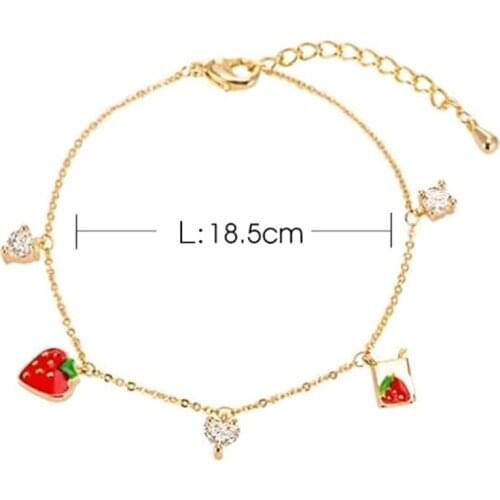 Hot Fashion Jewelry Simple sweet Bracelet Charm Strawberry Bracelets Bangle Cute color Heart Pearl Bracelet Girl Children Gifts
