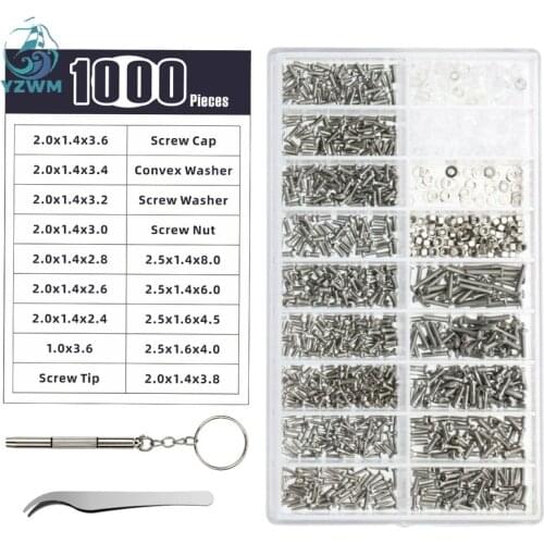 1000pcs Glasses Clock Accessories Leg Nose Bracket Cross Screw Kit Family Repair Box Combination Set