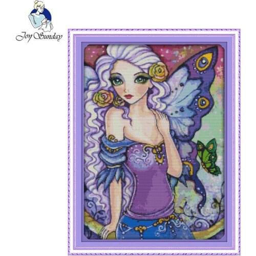 Joy Sunday Butterfly Fairy Patterns Handmade Needlework Cross Stitch Sets Embroidery Precise Printed Cross-Stitching Home Decor