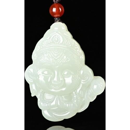 Natural hetian green jade pendant hand carved Chinese Zodiac monkey jade pendants women men jade necklace fine jade jewelry