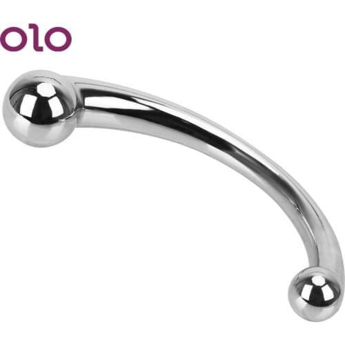 OLO Prostate Massage Stainless Steel Butt Stimulation Anal Plug Erotic Double Head Female Masturbation Sex Toys for Women