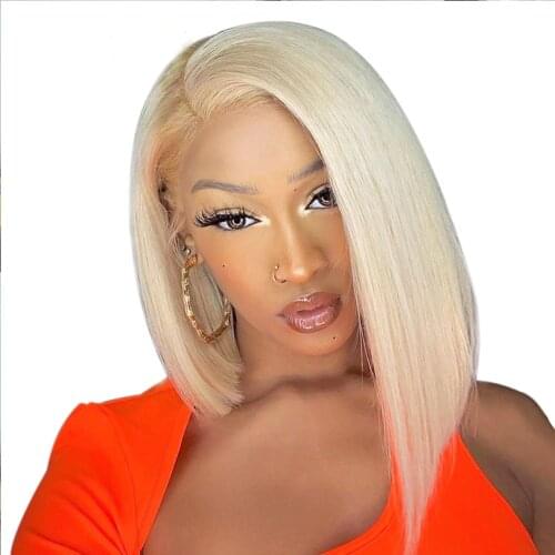 BYMC 180% Density Silk Base Full Lace Wigs 613 Color Straight Brazilian Remy Human Hair Wigs For Women Blonde Color Silk Top