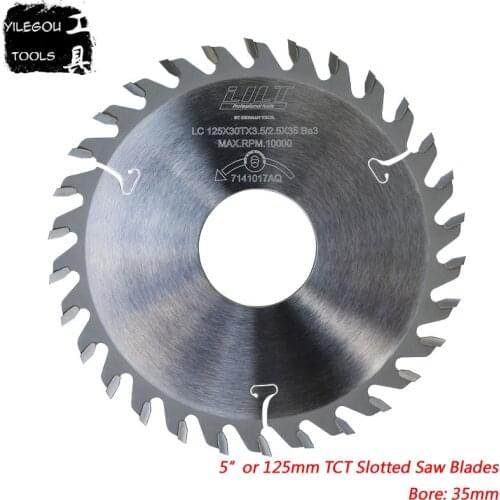 125mm x 35mm TCT Slotted Saw Blades. 5" TCT Grooving Saw Blade. 30 Teeth Milling Cutter For Wood. Thickness 1.5-5.5mm, Bore 35mm