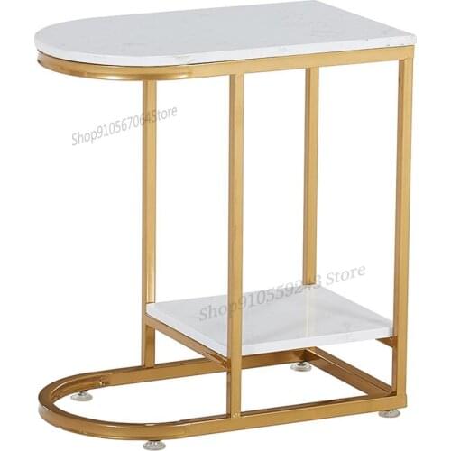 Custom Nordic Iron Double Gold Side Table Coffee Table Simple Living Room Marble Sofa Corner Table Shelf Bedside Table Table