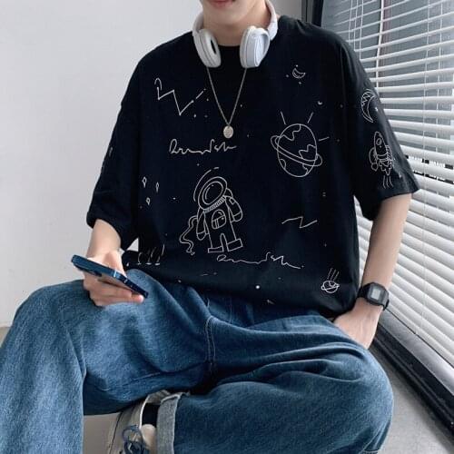 Cotton Short Sleeved Mens 2021 Summer Japanese Style Large Size Graffiti Print Casual Mens Shirt for Teens Loose Streetwear