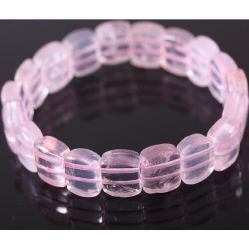 CharM Cord Stretch Bracelet Natural Stone Pink Crystal Bead Bangle for Women Girls Jewelry Gift 8"1Pcs H014
