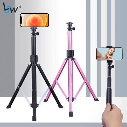 160cm Alloy Portable Phone Tripod Stand, Selfie Tripod Stick with Phone Holder Bluetooth Remote & Gopro Mount for Phone