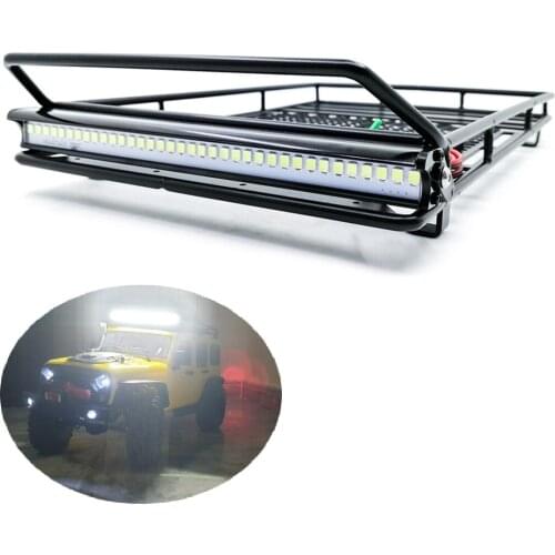 Special offer Metal Roof Rack Luggage Carrier with 36LED Spotlight bar For 1/10 RC Car Trx4 RC4WD Cherokee Wrangler Axial Scx10