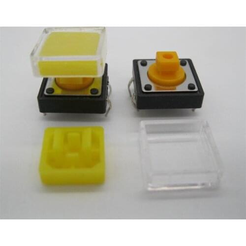 50pcs B3F Tactile Push Button Switch+yellow color hat 50pcs+transparent cap 50pcs Momentary Tact Touch Micro switch 12x12x7.3mm