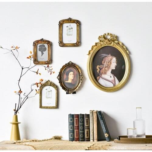 Vintage Resin Photo Frame Carved Gold Photo Frames for Baby Picture Holder Ornament Wedding Classic Home Decoration