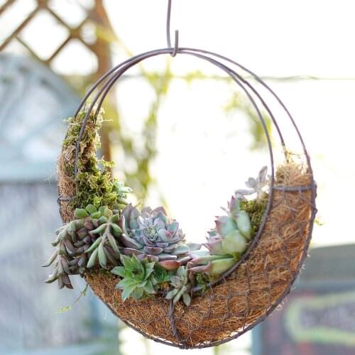 Iron Garland Frame Plant Holder Decorative Succulent Hanger Simple Design Hanging Flower Stand Durable Hanging Basket For Garden