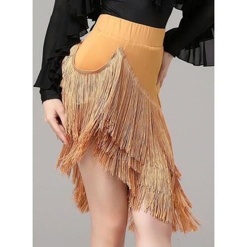 2021 7003 New Latin Dance Dress Women Tassel Latin Dance Skirt for Ballroom Samba Tango Chacha Belly Dancing Performamnce