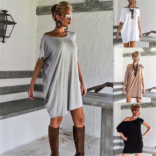 2021 New Summer Dresses Women Casual Short Sleeve O-Neck Solid A-line Dress Large Size Streetwear Sundress Loose Dress Vestidos