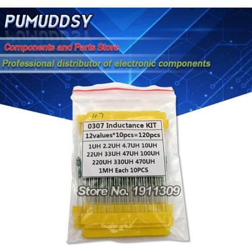 0307 DIP 1/4W 12 Kinds Color Ring inductance Each 10PCS Inductors Assorted Set Kit 1UH 10 22 33 47 100 150 220 330 470 560 1MUH