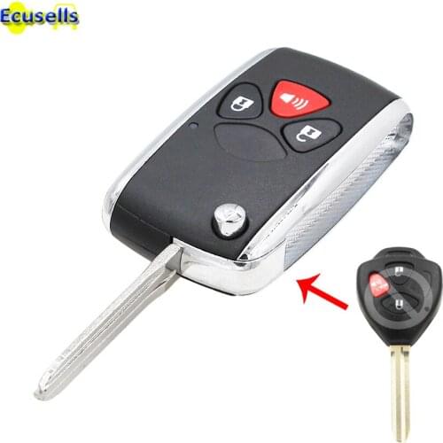 3 buttons Luxury Modified Flip Remote Key Shell Fob housing case fob cover for Toyota Yaris Scion TC Hilux 4Runner TOY43 blade