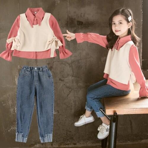 Girls Suit Vest + Sweatshirts +Pants 3Pcs/Sets 2021 Stylish Spring Autumn Teenagers Outwear Kids Cotton Tracksuit Sport Suits Ch