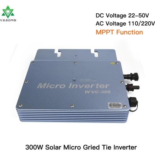 300W Micro Inversor Solar MPPT Grid Tie Inverter Microinverter 24V 220V Pure Sine Wave Inverter 22-50VDC Wtih 1 Year Warranty