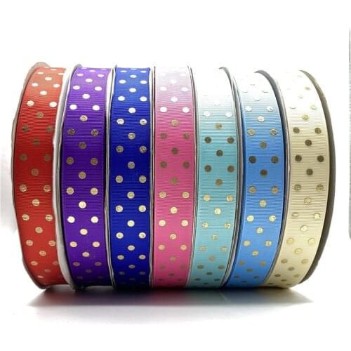 5yards 25mm 1" Grosgrain Ribbon Printed Spot Pattern for Christmas Wedding Decoration DIY Sewing Handmand Craft Accessories