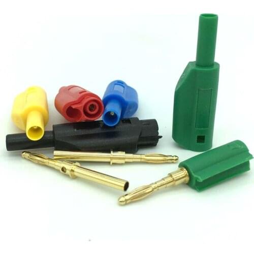50pcs 5 colors Gold-plated 2mm banana plug small lantern plug overlay adaptor connector pure copper power supply terminal
