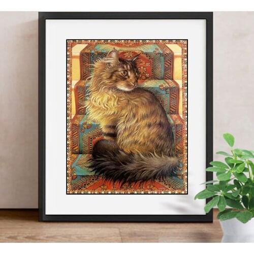 5D Diamond Painting Cross Stitch Animal Mosaic Diamond Embroidery Cat Full Round Rhinestone Craft Kit Home Decoration