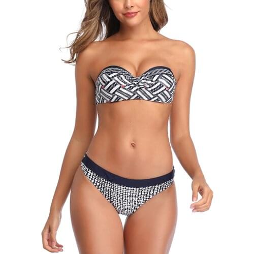 Push Up Bandeau Bikini with Removable Straps Underwire Womens Two-piece Swimsuit Beach Swimwear Women Cheeky Biquini Bottom