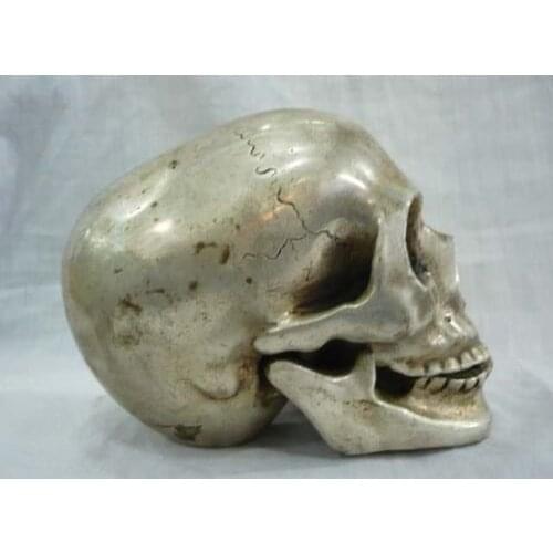 Wonderful Tibetan Silver Skull deaths head netsuke sculpture