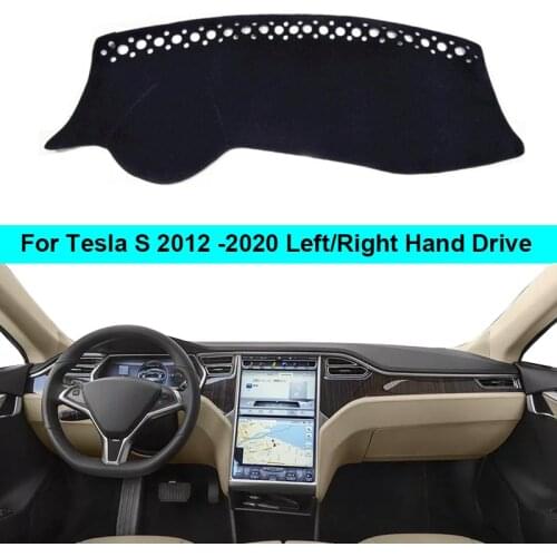2 Layers Car Dashboard Cover Carpet For Tesla S 2012 - 2017 2018 2019 2020 Carpet Cape Sun Shade Dash Board Dashmat Dash Mat