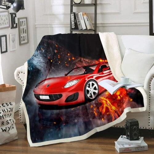 Racing Car Fleece Blanket Baby Size, Speed Sports Car Plush Bed Blanket for Kid Boys Teens Adult, Extreme Sport Automobile Throw