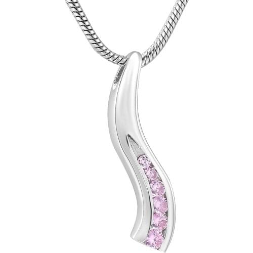 IJD8389 Unique Crystal Cremation Urn Pendant Stainless Steel Memorial Ashes Urn Necklace Unisex Funeral Jewelry