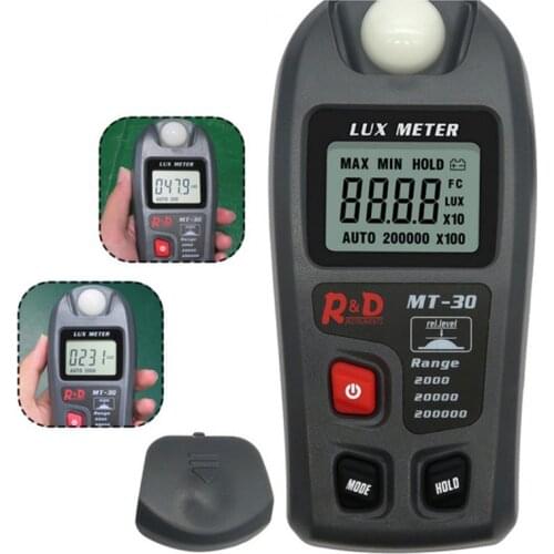 MT30 Lux Meter 0~200,000lux Light Meter Illuminometer Lux/fc Photometer Tester Digital Enviromental Testing Black Luxmeter