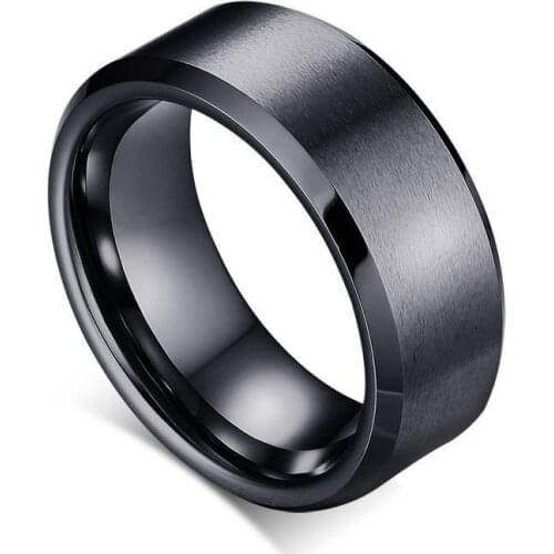 JUCHAO 2021 Fashion Charm Jewelry Ring Men Stainless Steel Black Rings for Women Anillos Mujer