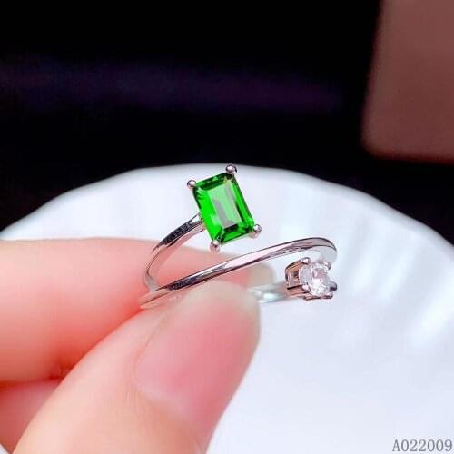 KJJEAXCMY fine jewelry 925 sterling silver inlaid natural diopside new ring vintage girls ring support test