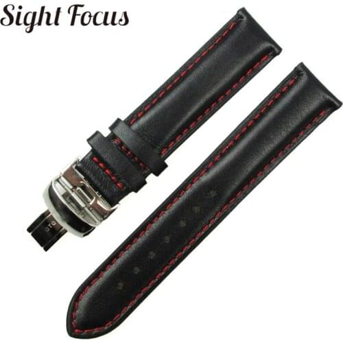 19mm 20mm Red Stitching Leather Strap for Victorinox Tissot 1853 T41 T17 Watch Band Starfish Series Butterfly Buckle Watchband