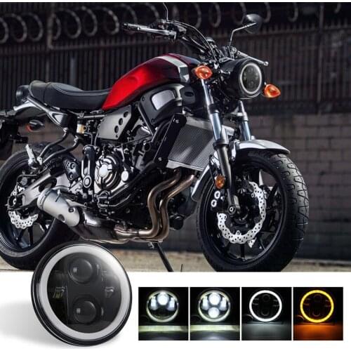 5.75" 5 3/4 LED DRL Round Headlight Projector Black Halo Angel Eyes For Dy-na Sportster XL1200 XL883 Motorcycle Headlight