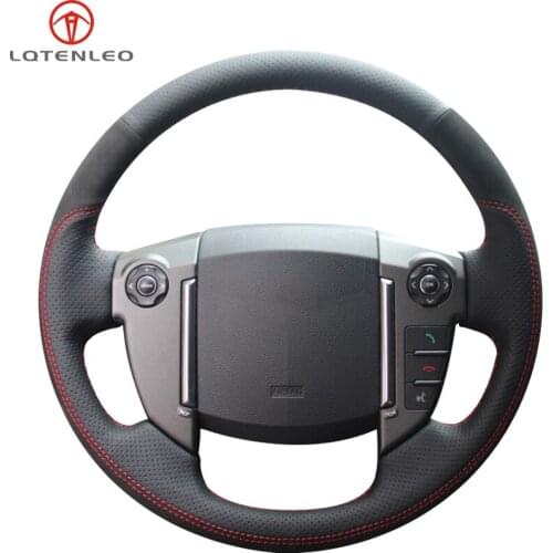 LQTENLEO Black Genuine Leather Suede Hand-stitched Car Steering Wheel Cover For Land Rover Freelander 2 2013 2014 2015