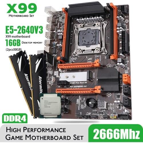 Atermiter X99 Turbo DDR4 D4 Motherboard Set With Xeon E5 2640 V3 LGA2011-3 CPU 2pcs X 8GB = 16GB 3200MHz DDR4 REG ECC RAM Memory
