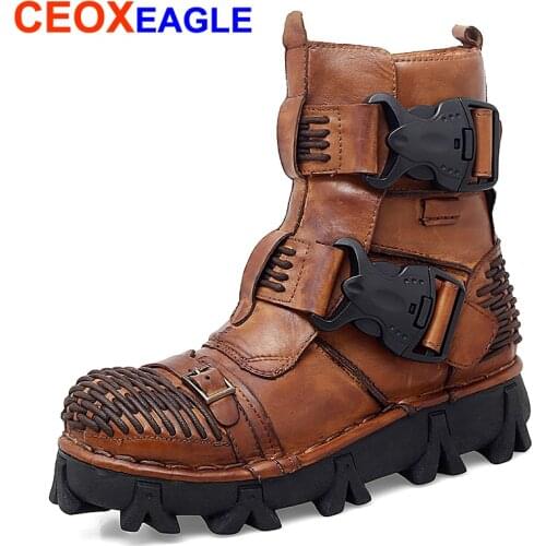 Men Boots Ridding Shoes Height Increased 5 cm Male Boots Black Couple Boots Shoes Adults Motorcycle Boots Men‘s Winter Footwears