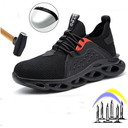Mens Boots Outdoor Mens Steel Head Anti Smashing Safety Boots Comfortable and Portable Anti Piercing Work Shoes