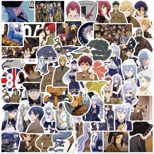 50PCS Anime 86 Eighty Six Stickers Pack Gift For Children Cartoon DIY Stationery Laptop Guitar Phone Notebooks Decal Sticker
