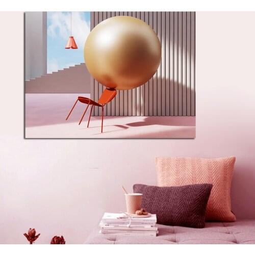 Wall Art Unique Combination of Chair and Ball Painting Wall Pictures Vintage Artwork Canvas Art Painting HD Printed
