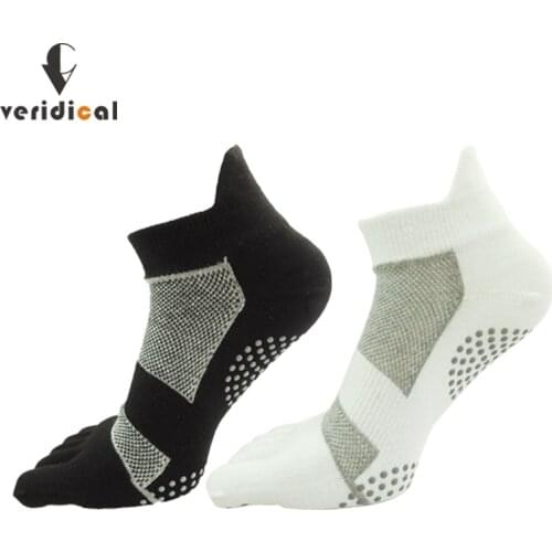 Autumn Winter Pure Cotton No Show Five Finger Socks Men Mesh Breathable Compression Non-Slip Ankle Invisible Socks With Toes