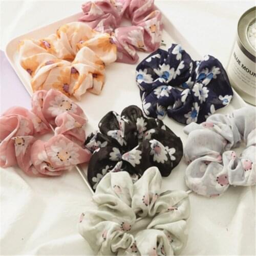 2019 New Flower Hair Scrunchies Hairband Summer Headband for Women Candy Color Ponytail Holder Hair Ties Girls Accessories